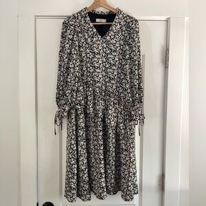 Leaf Floral Asymmetrical Ruffle Dress - XS